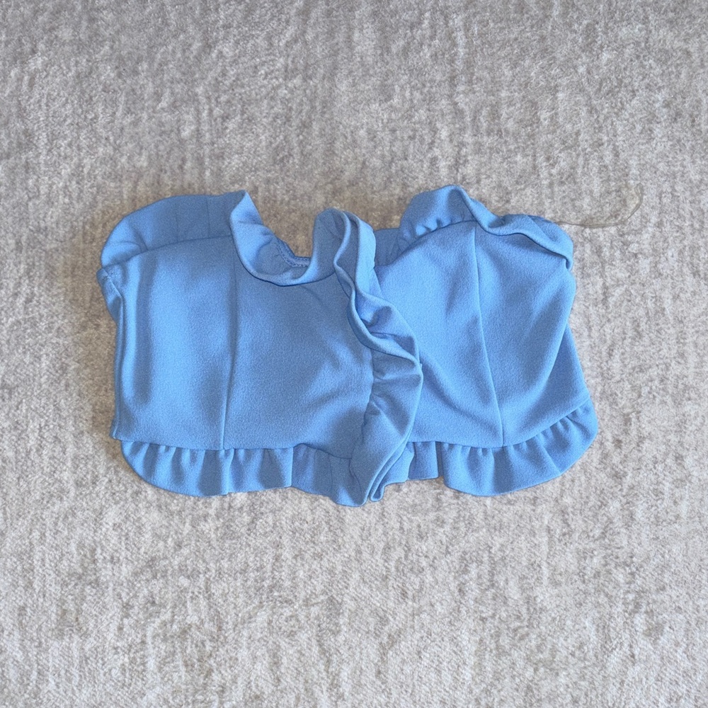 Light Blue Ruffled Strapless Bustier Top